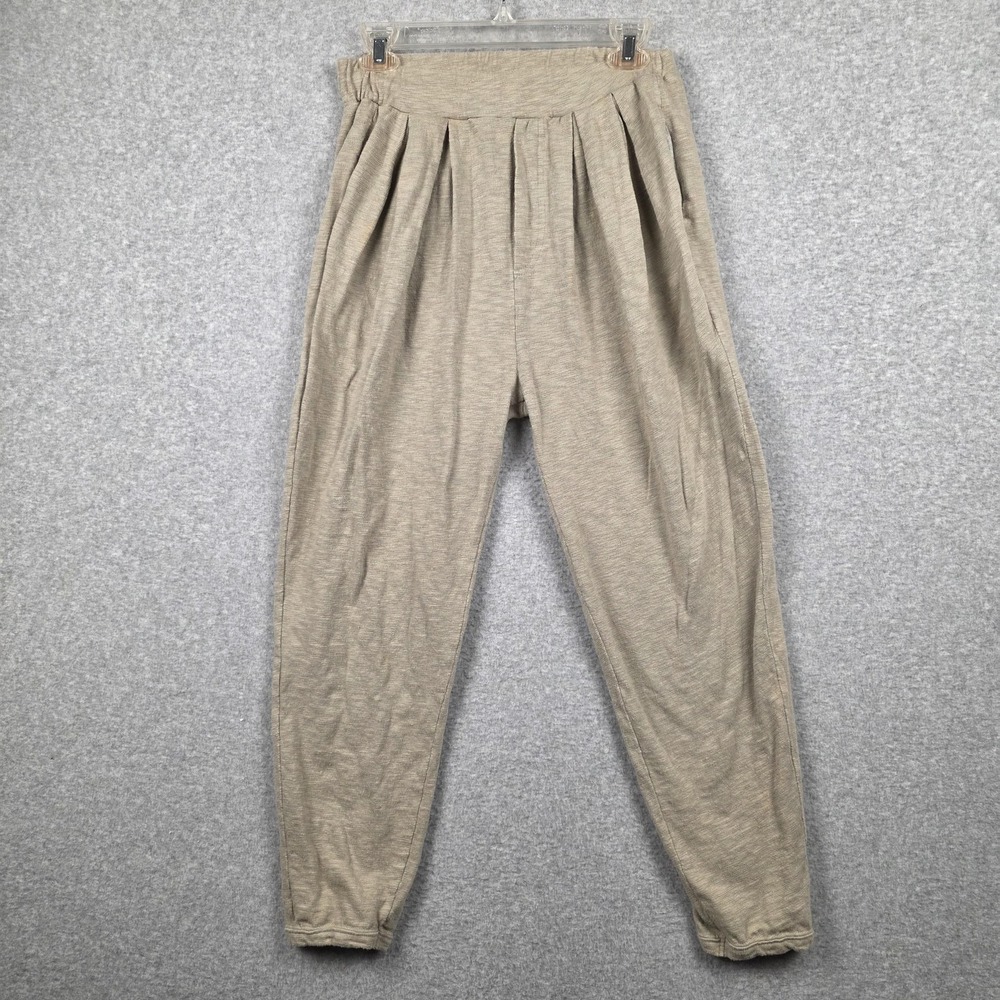 FP Beach‎ Pants Womens XS Beige Pleated Knit Jogger Elastic Waist Pockets USA